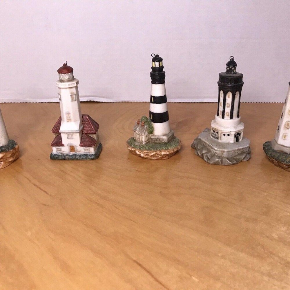 Vintage COSMOS Lighthouses Christmas Ornaments 3.5" 1998